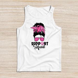 Pink Ribbon Breast Cancer Awareness Support Squad Messy Bun Tank Top 1