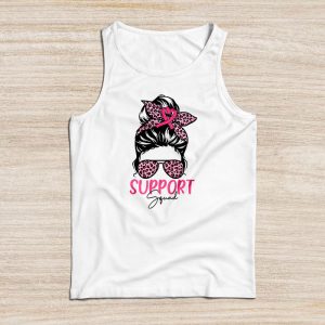 Support Squad Messy Bun Pink Warrior Breast Cancer Awareness Tank Top