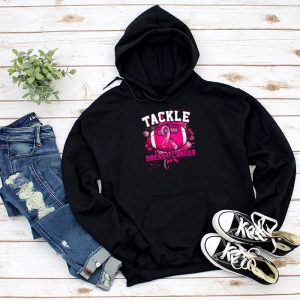 Tackle Breast Cancer Awareness Football Pink Ribbon Boys Kid Hoodie