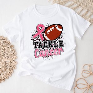 Breast Cancer Awareness Tackle American Foothball Pink Ribbon T-Shirt 1