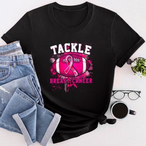 Breast Cancer Awareness Tackle American Foothball Pink Ribbon T-Shirt 2