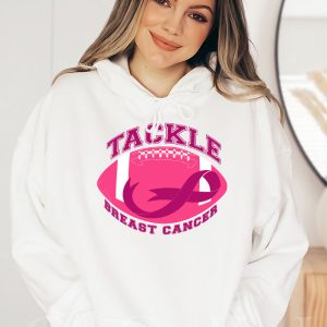 Tackle Football Pink Ribbon Breast Cancer Awareness Boys Kid Hoodie 1 1