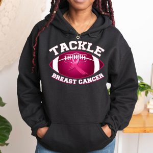 Tackle Football Pink Ribbon Breast Cancer Awareness Boys Kid Hoodie 1