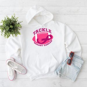 Tackle Football Pink Ribbon Breast Cancer Awareness Boys Kid Hoodie 2 1