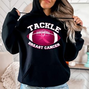 Tackle Football Pink Ribbon Breast Cancer Awareness Boys Kid Hoodie 2