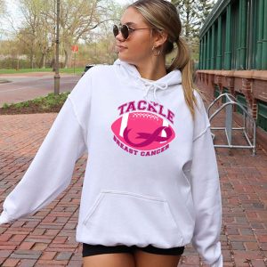 Tackle Football Pink Ribbon Breast Cancer Awareness Boys Kid Hoodie 2 6