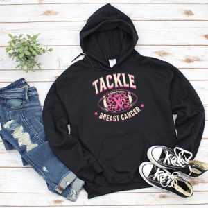 Tackle Football Pink Ribbon Breast Cancer Awareness Boys Kid Hoodie 3 2