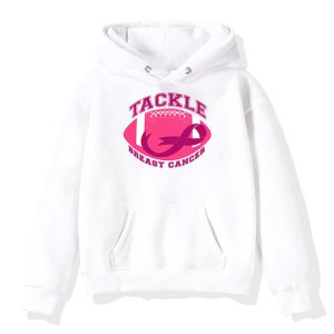 Tackle Football Pink Ribbon Breast Cancer Awareness Boys Kid Hoodie 4 1