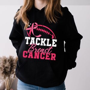 Tackle Football Pink Ribbon Breast Cancer Awareness Boys Kid Hoodie