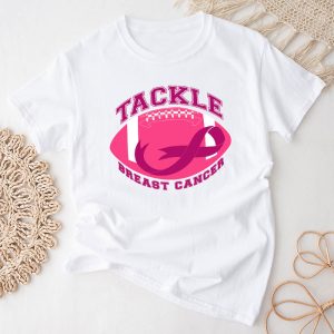 Tackle Football Pink Ribbon Breast Cancer Awareness Boys Kid T Shirt 1 1