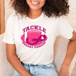 Tackle Football Pink Ribbon Breast Cancer Awareness Boys Kid T Shirt 2 1