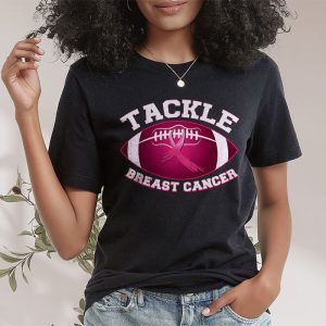 Tackle Football Pink Ribbon Breast Cancer Awareness Boys Kid T Shirt 2