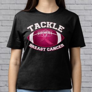 Tackle Football Pink Ribbon Breast Cancer Awareness Boys Kid T Shirt 3