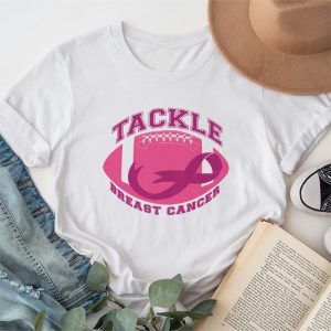 Tackle Football Pink Ribbon Breast Cancer Awareness Boys Kid T-Shirt