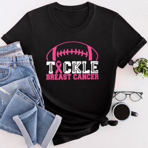 Tackle Football Breast Cancer Awareness Shirt Pink Ribbon Boys Kid T-Shirt 5