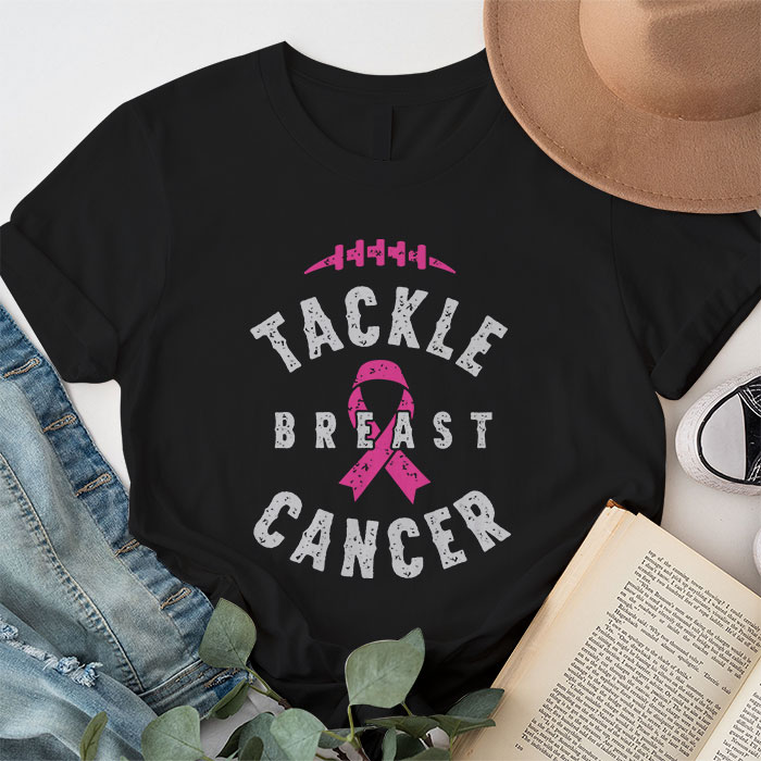 Tackle Football Pink Ribbon Breast Cancer Awareness T Shirt 1 2