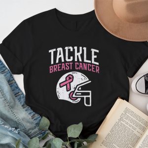 Tackle Football Pink Ribbon Breast Cancer Awareness T Shirt 1 3