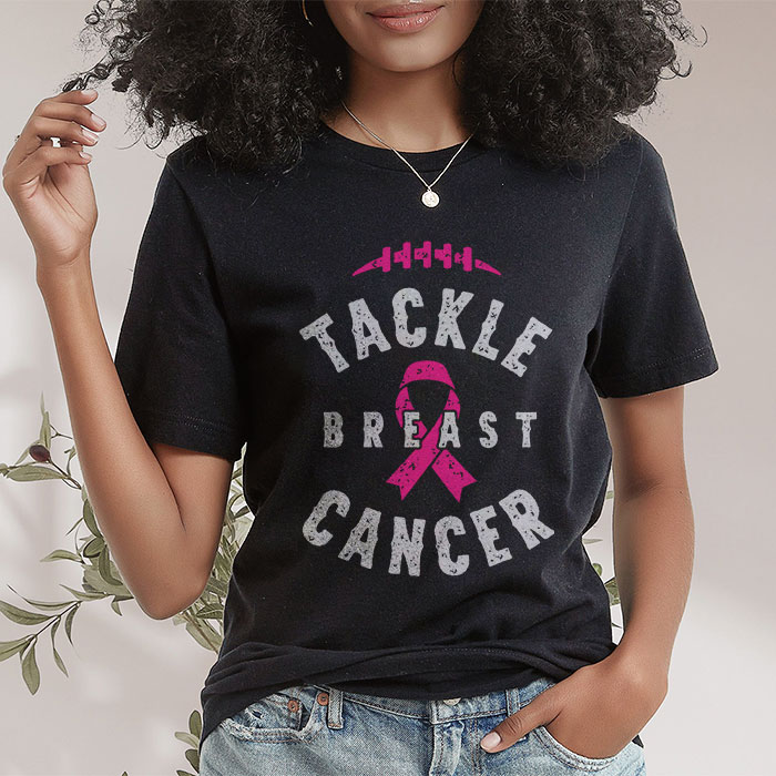 Tackle Football Pink Ribbon Breast Cancer Awareness T Shirt 2 2