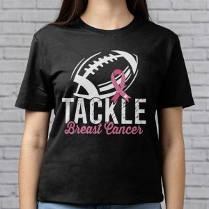 Tackle Football Pink Ribbon Breast Cancer Awareness T Shirt 3 4