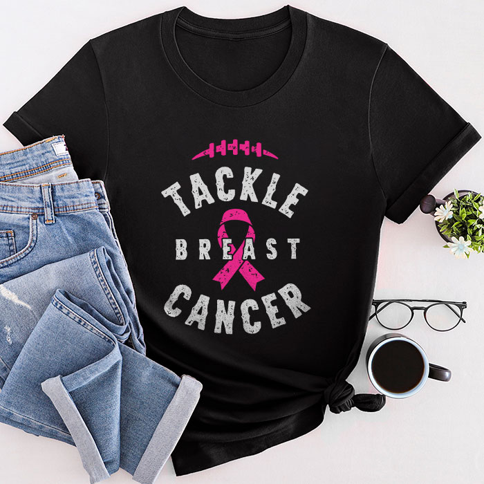 Tackle Football Pink Ribbon Breast Cancer Awareness T-Shirt