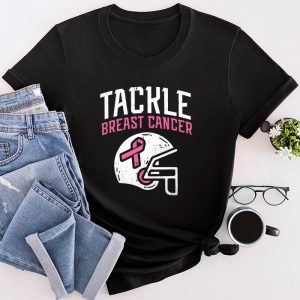 Breast Cancer Shirt Ideas Awareness Tackle Football Pink Ribbon T-Shirt 4