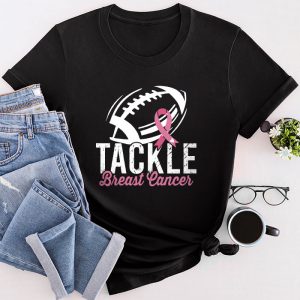 Breast Cancer Shirt Ideas Awareness Tackle Football Pink Ribbon T-Shirt 5