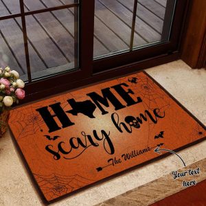 Texas Home Scary Home Halloween Personalized Doormat Welcome Mat