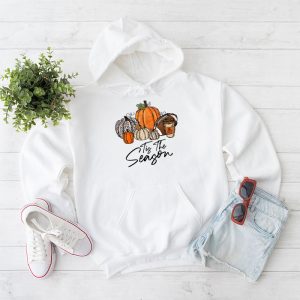 Tis The Season Pumpkin Leaf Latte Fall Thanksgiving Football Hoodie 1 6