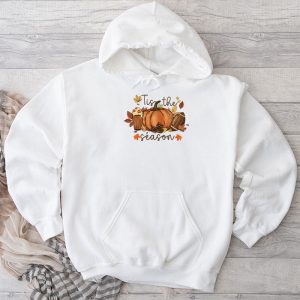 Tis The Season Pumpkin Leaf Latte Fall Thanksgiving Football Hoodie