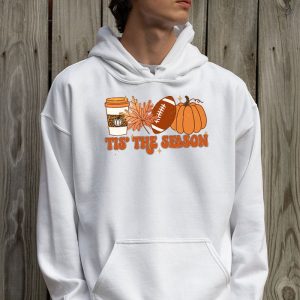 Tis The Season Pumpkin Leaf Latte Fall Thanksgiving Football Hoodie 2