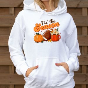 Tis The Season Pumpkin Leaf Latte Fall Thanksgiving Football Hoodie 3 2