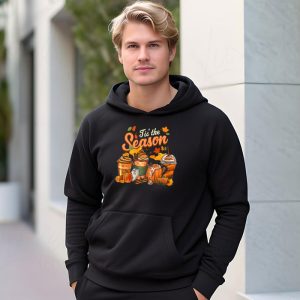 Tis The Season Pumpkin Leaf Latte Fall Thanksgiving Football Hoodie 3 4