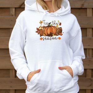 Tis The Season Pumpkin Leaf Latte Fall Thanksgiving Football Hoodie 3 9