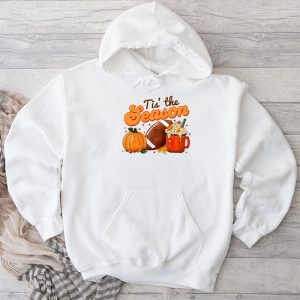Tis The Season Pumpkin Leaf Latte Fall Thanksgiving Football Hoodie