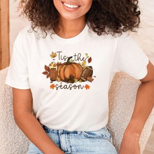 Tis The Season Pumpkin Leaf Latte Fall Thanksgiving Football T Shirt 1 9