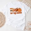 Tis The Season Pumpkin Leaf Latte Fall Thanksgiving Football T-Shirt