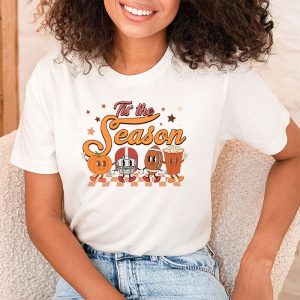 Tis The Season Pumpkin Leaf Latte Fall Thanksgiving Football T Shirt 2 1