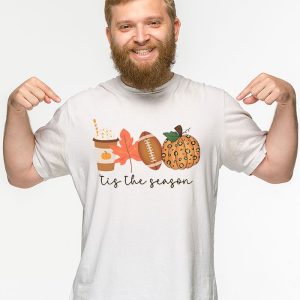 Tis The Season Pumpkin Leaf Latte Fall Thanksgiving Football T Shirt 2 8