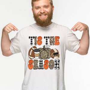 Tis The Season Pumpkin Leaf Latte Fall Thanksgiving Football T Shirt 3 3