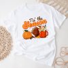 Tis The Season Pumpkin Leaf Latte Fall Thanksgiving Football T-Shirt