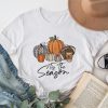 Tis The Season Pumpkin Leaf Latte Fall Thanksgiving Football T-Shirt