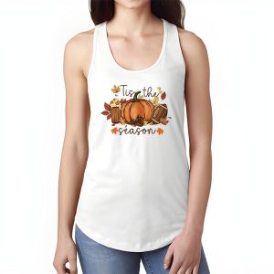 Tis The Season Pumpkin Leaf Latte Fall Thanksgiving Football Tank Top 1 9