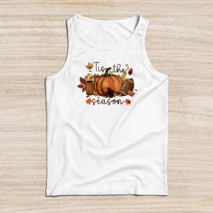 Tis The Season Pumpkin Leaf Latte Fall Thanksgiving Football Tank Top