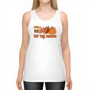 Tis The Season Pumpkin Leaf Latte Fall Thanksgiving Football Tank Top 2