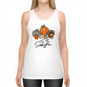 Tis The Season Pumpkin Leaf Latte Fall Thanksgiving Football Tank Top 2 6