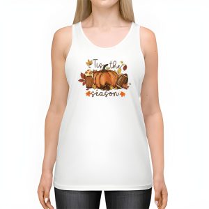 Tis The Season Pumpkin Leaf Latte Fall Thanksgiving Football Tank Top 2 9
