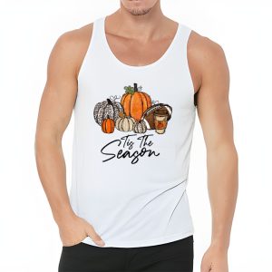 Tis The Season Pumpkin Leaf Latte Fall Thanksgiving Football Tank Top 3 6