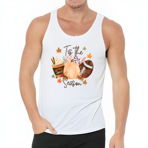 Tis The Season Pumpkin Leaf Latte Fall Thanksgiving Football Tank Top 3 7