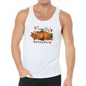 Tis The Season Pumpkin Leaf Latte Fall Thanksgiving Football Tank Top 3 9