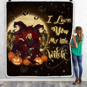 To My Daughter I Love You My Little Witch Pumpkin Halloween Personalized Custom Name Date Fleece Blanket
